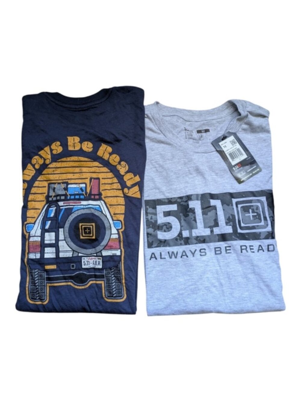 NWT 5.11 Tactical "Always Be Ready" T-Shirts Bundle of 2 Size Medium Grey/Navy